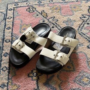 All Saints Black and Cream Sandals